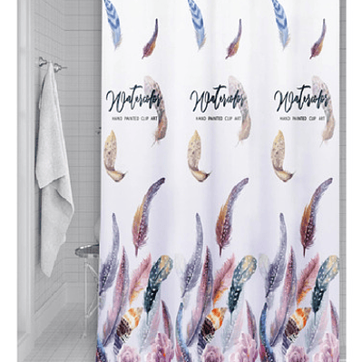Cortina Ducha Baño 180x180 Elegante Plumas