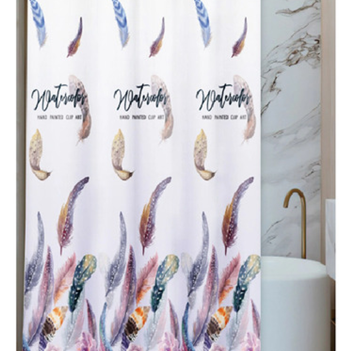 Cortina Ducha Baño 180x180 Elegante Plumas 2