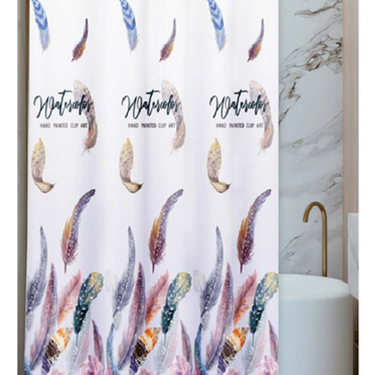 Cortina Ducha Baño 180x180 Elegante Plumas 2