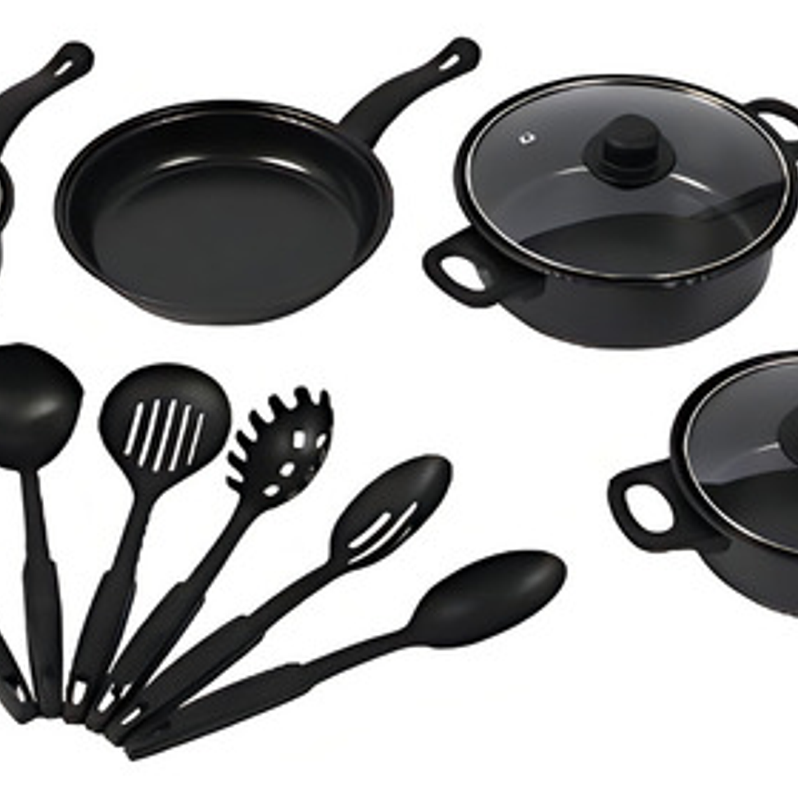 Set X 13 Piezas Batería Cocina Ollas Sartenes Antiadherentes Negro 1