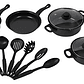 Set X 13 Piezas Batería Cocina Ollas Sartenes Antiadherentes Negro - Miniatura 1