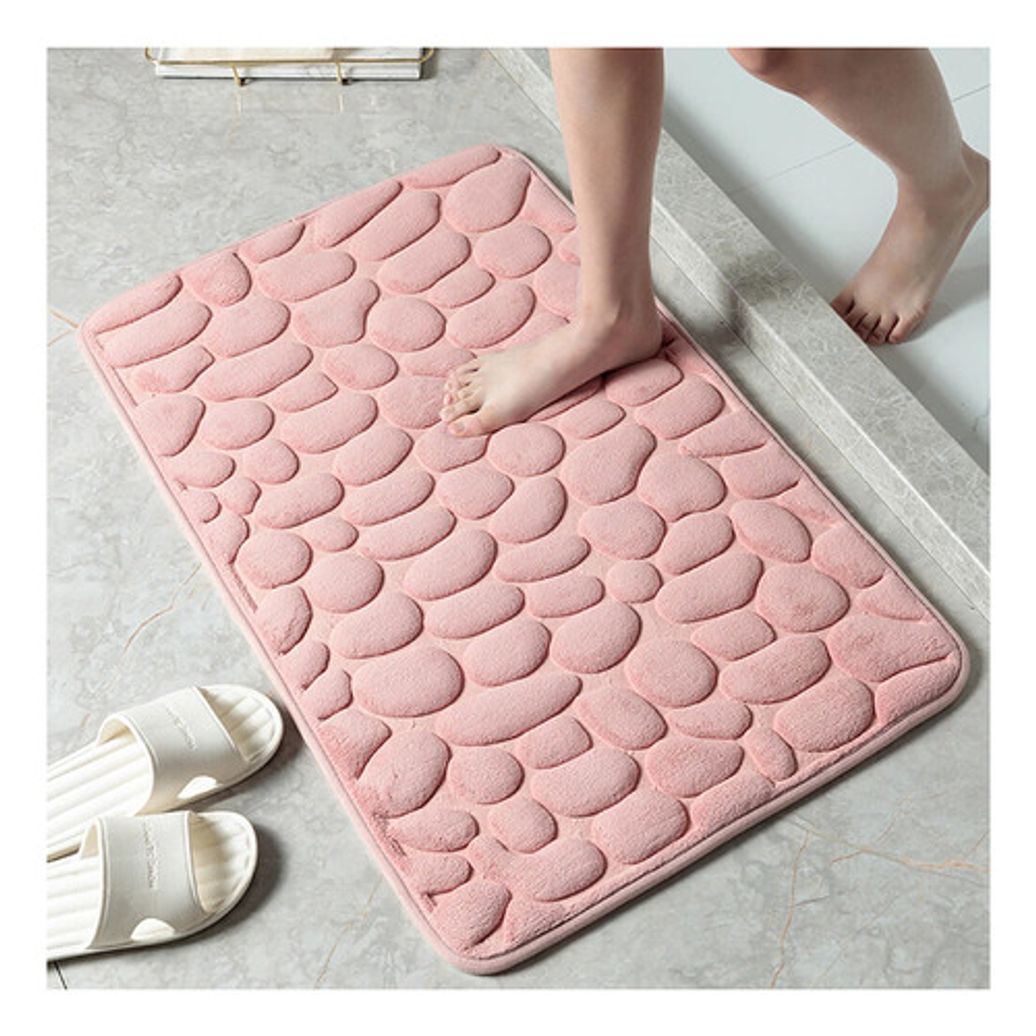 Set De Baño Rosado 8 Piezas Cotina Alfombra Organizador 2