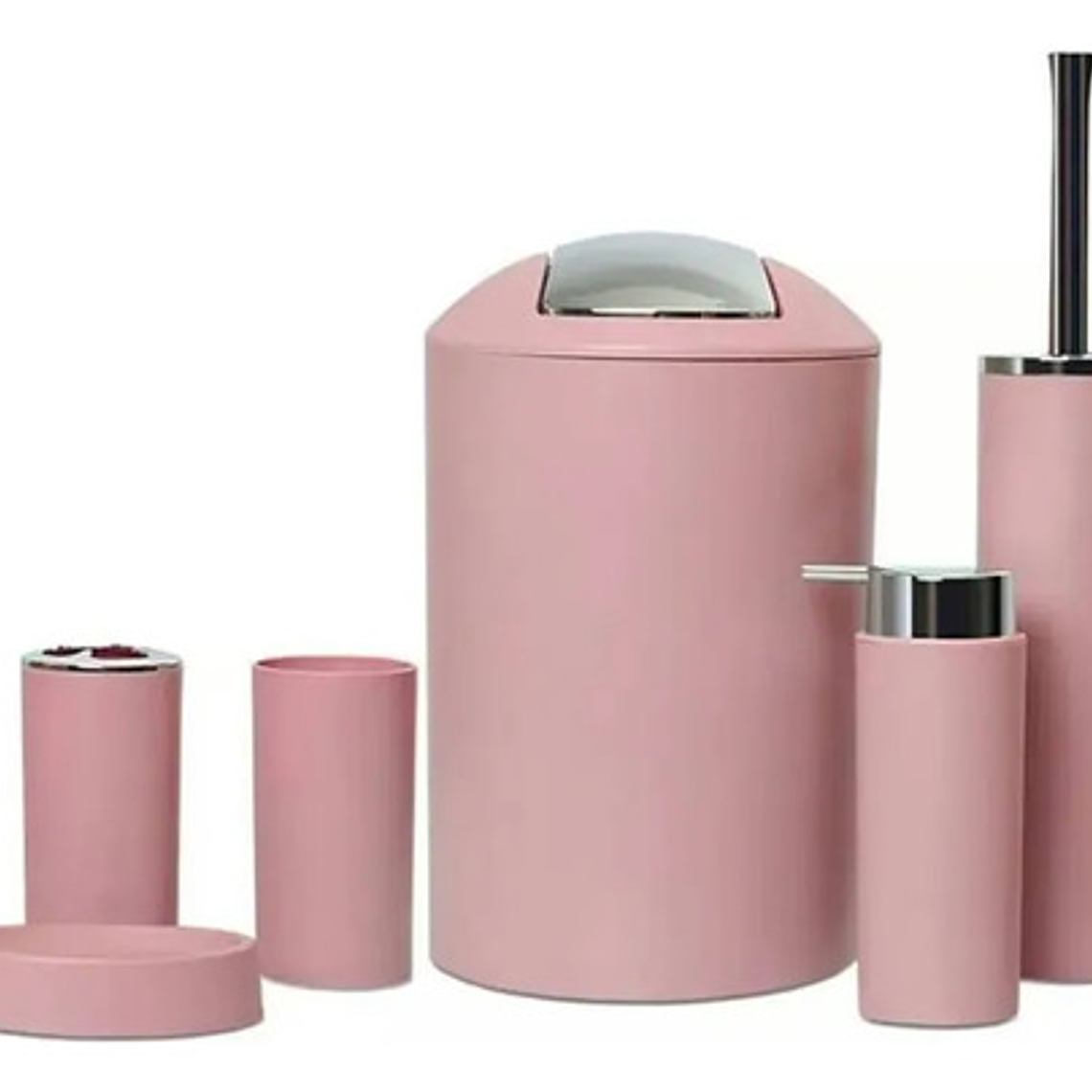 Set De Baño Rosado 8 Piezas Cotina Alfombra Organizador 4