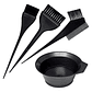 Pocillo + 3 Brochas Kit Para Tinturar Cabello Plástico Negro - Miniatura 1