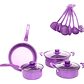 Set De Ollas Antiadherentes Bateria De Cocina Sertenes 13 Pc Color Morado - Miniatura 5