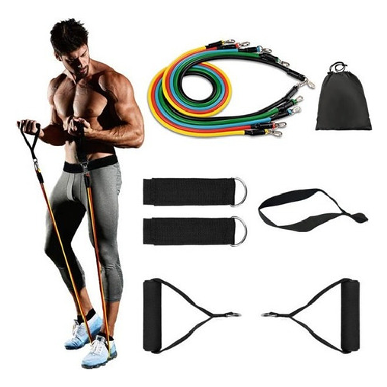 Set Banda Elástica Resistencia Sport Fast 11 Piezas Ejercicio 2