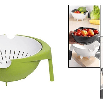Bowl Colador Giratorio Para Frutas Y Verduras De Doble Capa