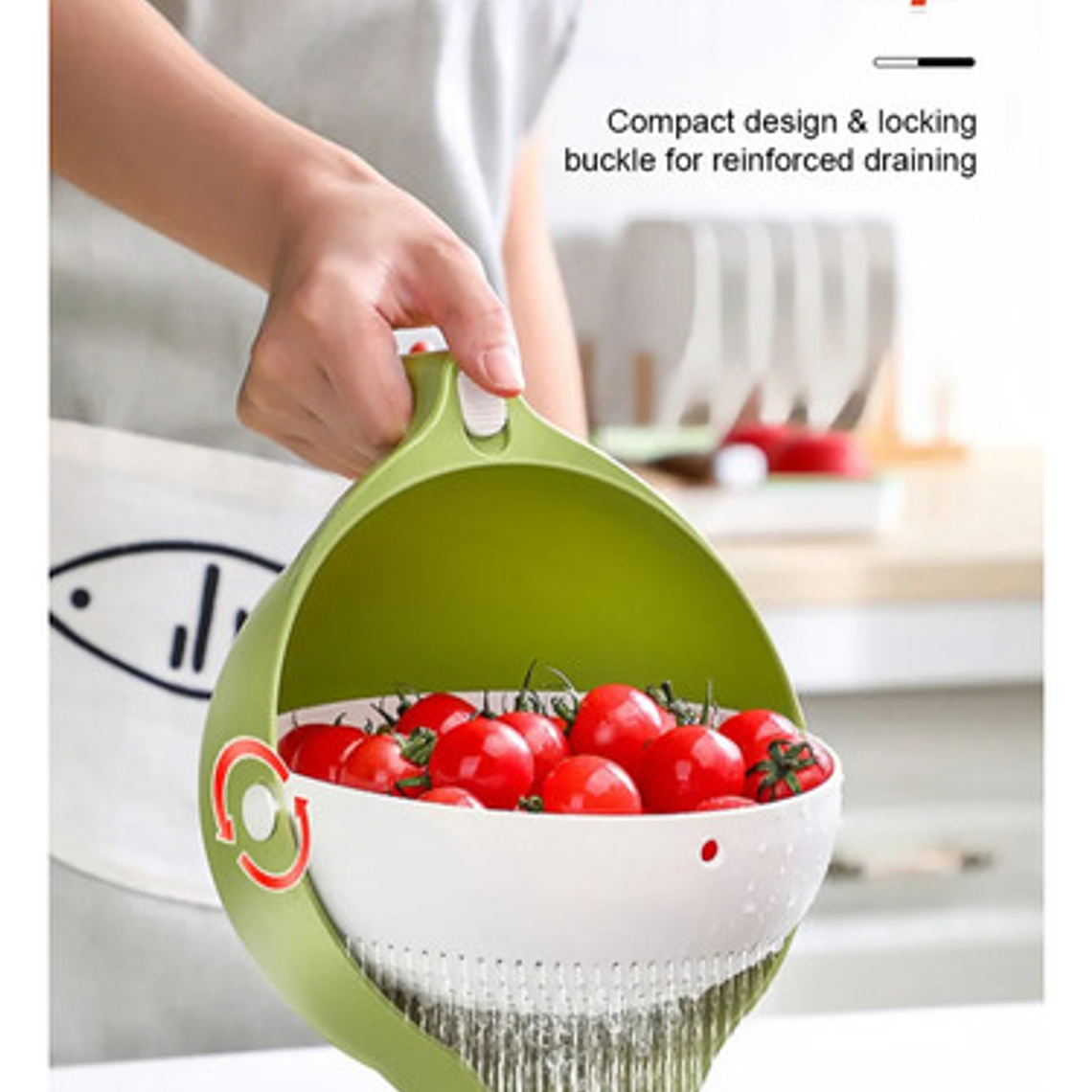 Bowl Colador Giratorio Para Frutas Y Verduras De Doble Capa 4