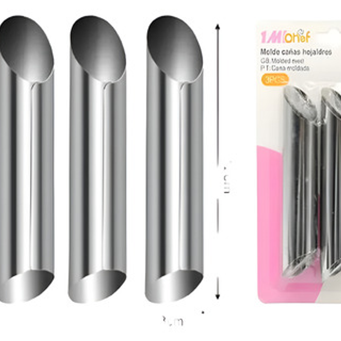 3 Moldes Metalicos Para Cannoli Barquillos Reposteria Color 1