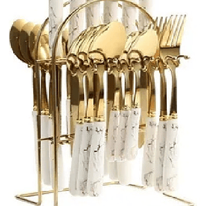 Juego De Cubiertos Acero Inoxidable Con Soporte 25pz color negro 