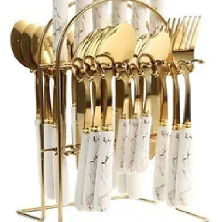 Juego De Cubiertos Acero Inoxidable Con Soporte 25pz 1