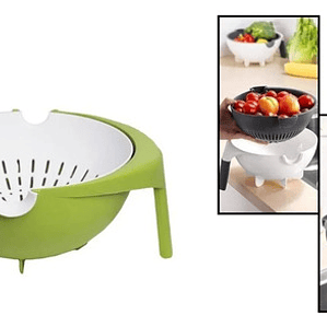 Bowl Colador Giratorio Para Frutas Y Verduras De Doble Capa