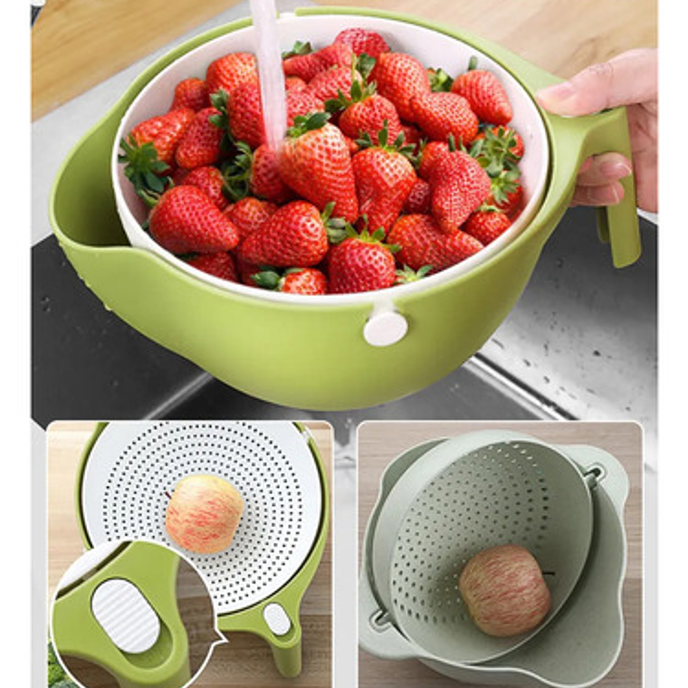 Bowl Colador Giratorio Para Frutas Y Verduras De Doble Capa 3