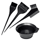 Pocillo + 3 Brochas Kit Para Tinturar Cabello Plástico Negro - Miniatura 1