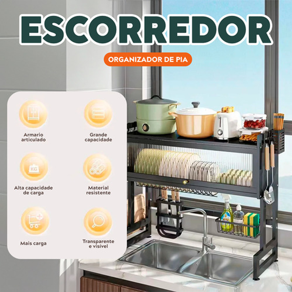 Escurridor Colgante De Acero Inoxidable Para Secar Platos 2