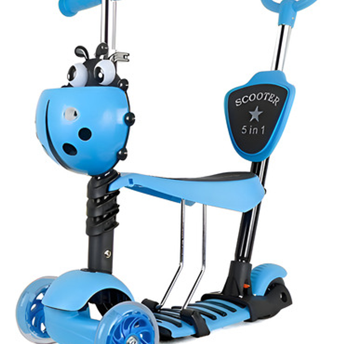 Monopatín Scooter 5 En 1 Con Luz Led Color Azul Mariquita 1