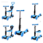 Monopatín Scooter 5 En 1 Con Luz Led Color Azul Mariquita - Miniatura 6