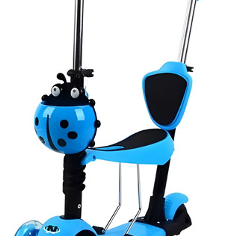 Monopatín Scooter 5 En 1 Con Luz Led Color Azul Mariquita 7