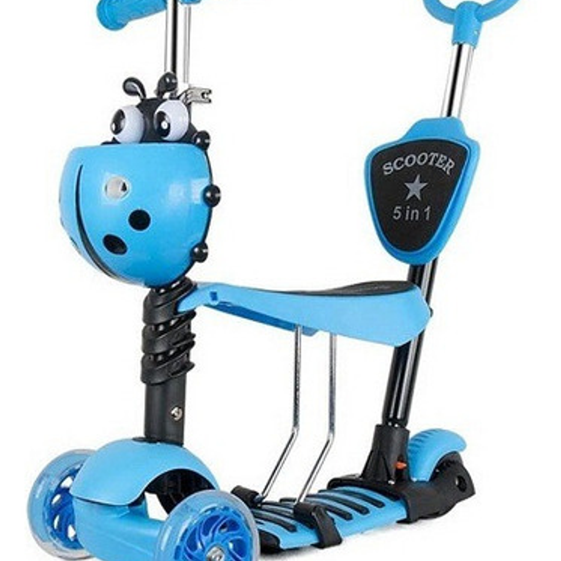 Monopatín Scooter 5 En 1 Con Luz Led Color Azul Mariquita 1