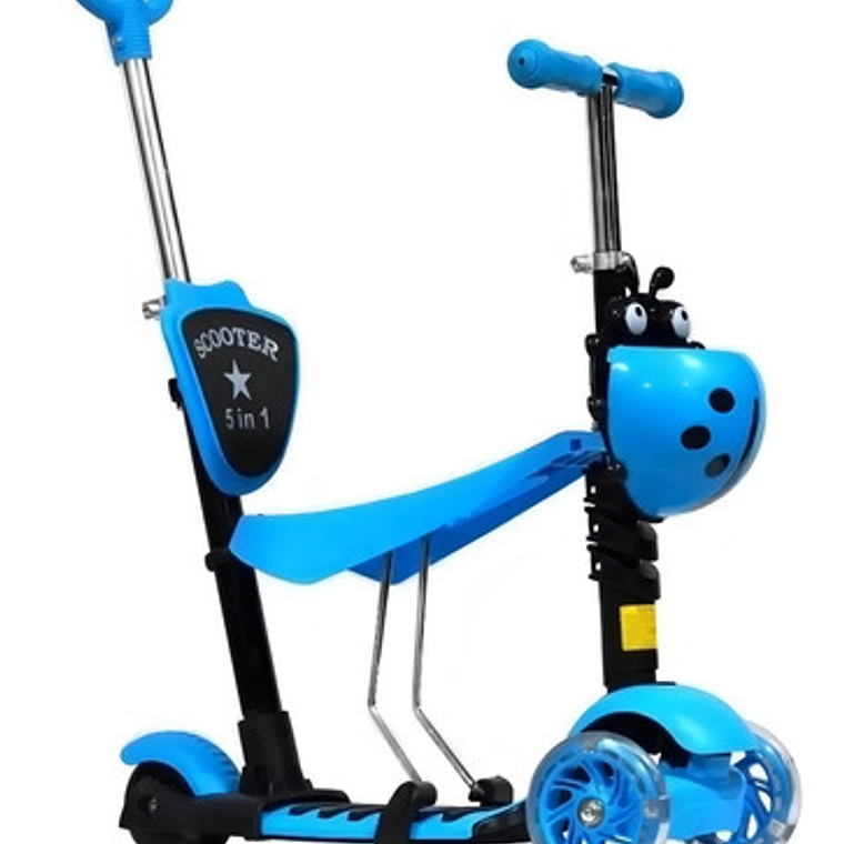 Monopatín Scooter 5 En 1 Con Luz Led Color Azul Mariquita 3