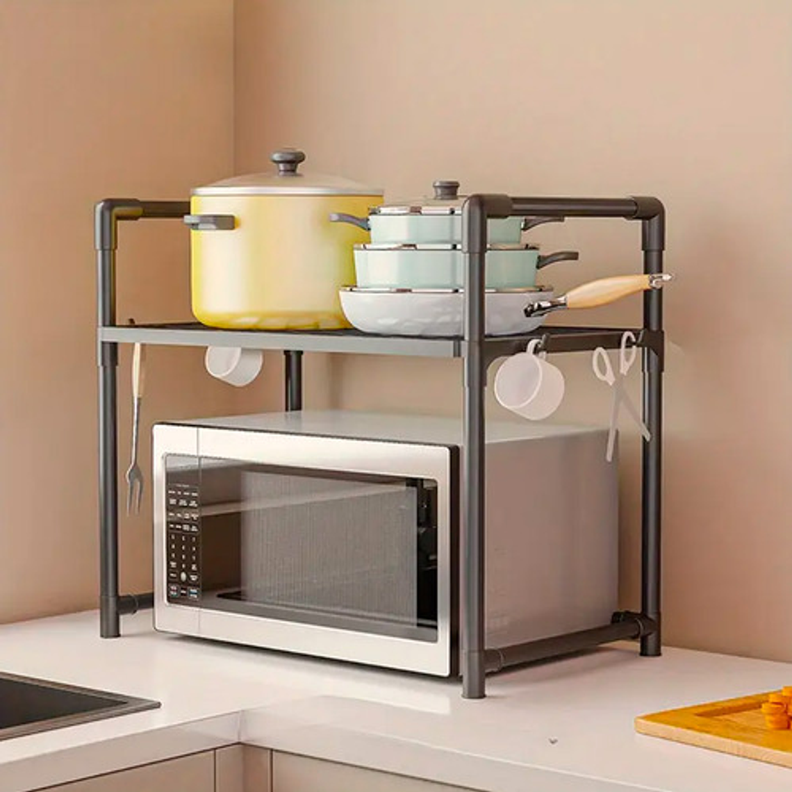 Rack Estante Organizador De Cocina Para Horno Microondas. Optimiza Espacio En Cocina, Soporta Pequeños Electrodomésticos. Fácil Montaje Y Limpieza 1 Nivel Slim Company Negro / 1 Nivel 5