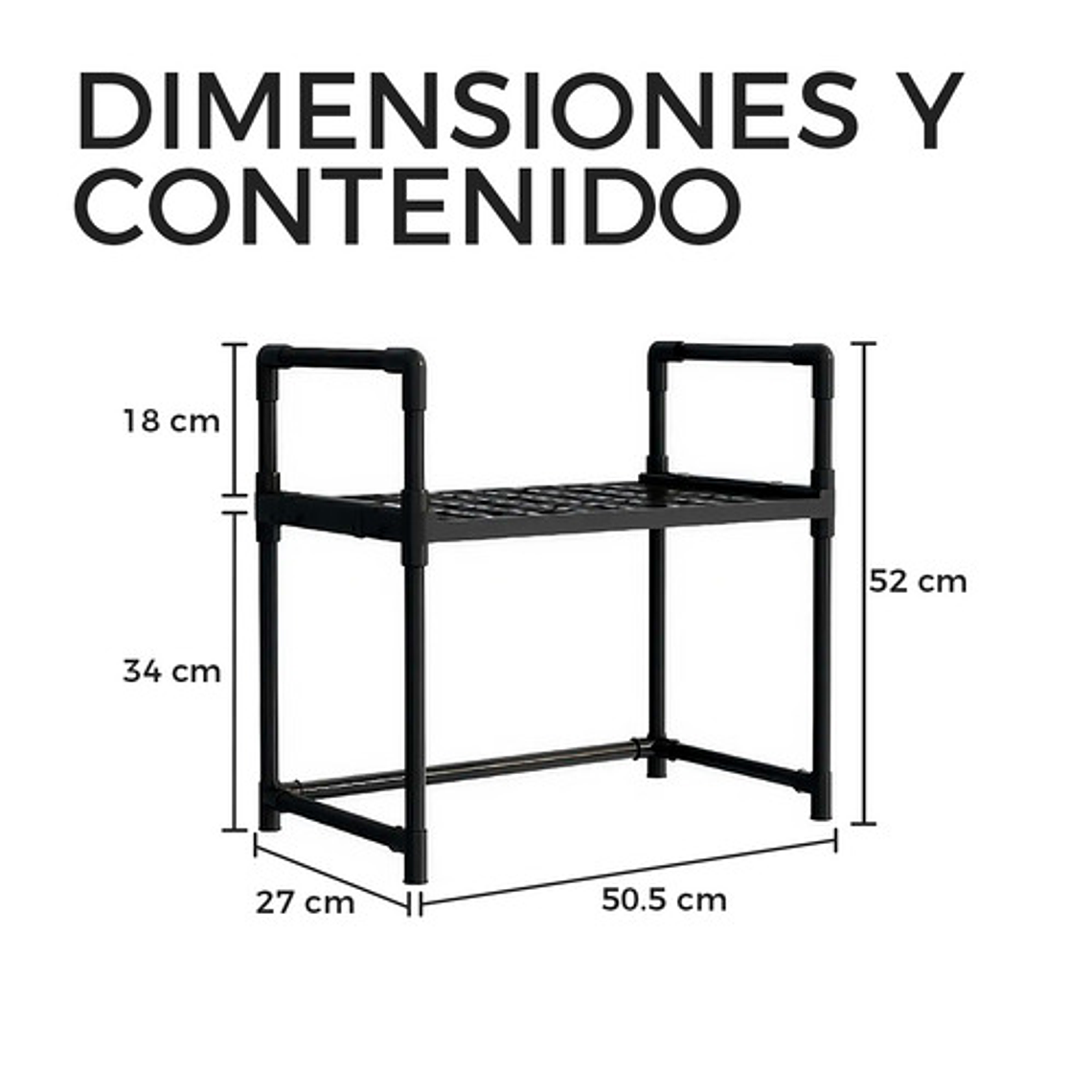 Rack Estante Organizador De Cocina Para Horno Microondas. Optimiza Espacio En Cocina, Soporta Pequeños Electrodomésticos. Fácil Montaje Y Limpieza 1 Nivel Slim Company Negro / 1 Nivel 4