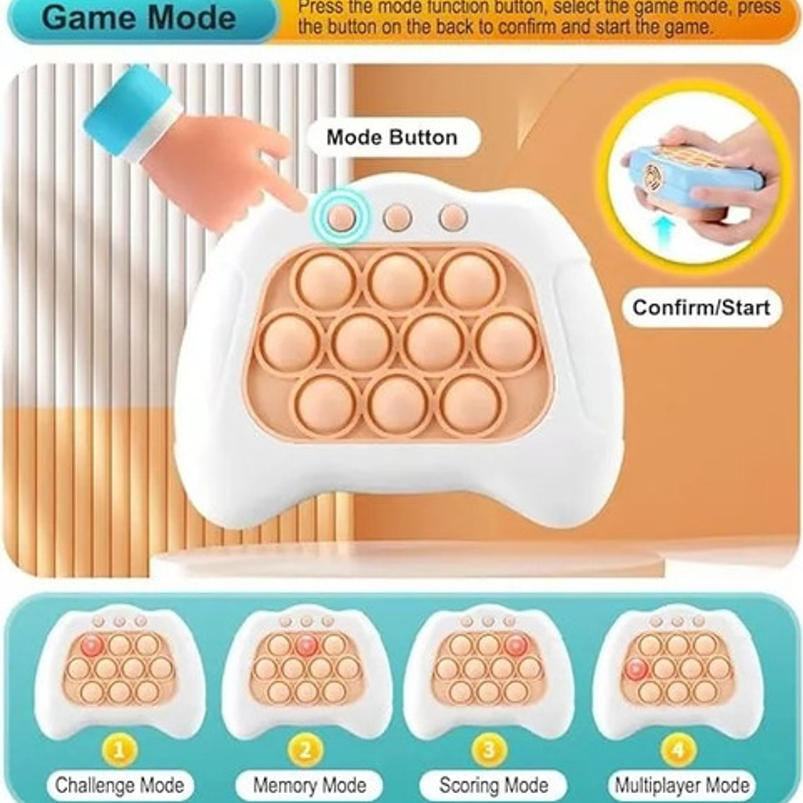 Quick Push Pop It Consola De Juego Silicona Luz Sonido 6