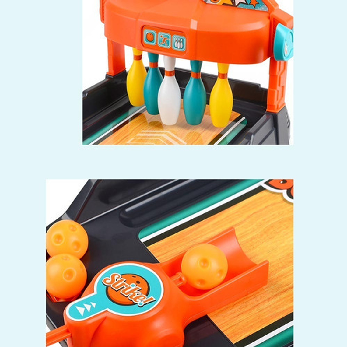 Juego De Bowling De Mesa 60 Cm Con Lanzador Clásico 2