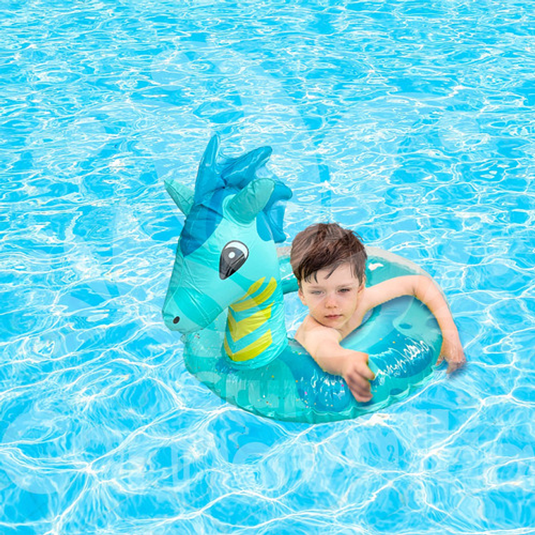 Salvavidas Dragón Infantil Azul Inflable Flotador Niños Agua 2