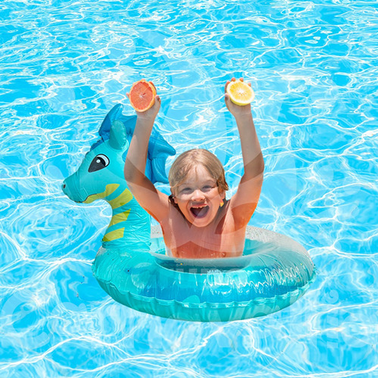 Salvavidas Dragón Infantil Azul Inflable Flotador Niños Agua 5