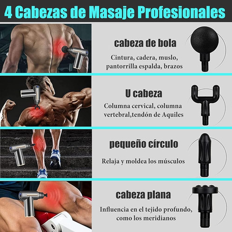 Masajeador Muscular Con 6 Velocidades Pistola De Masaje 5