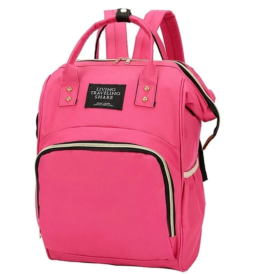Bolso Mochila Mujer Moda Tela Fucsia 1