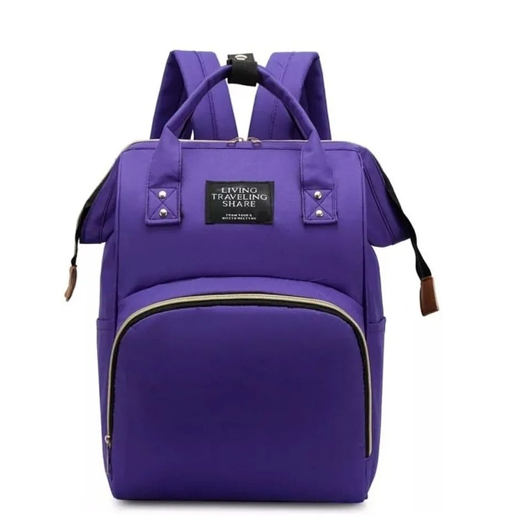 Bolso Mochila Mujer Moda Tela Lila 1