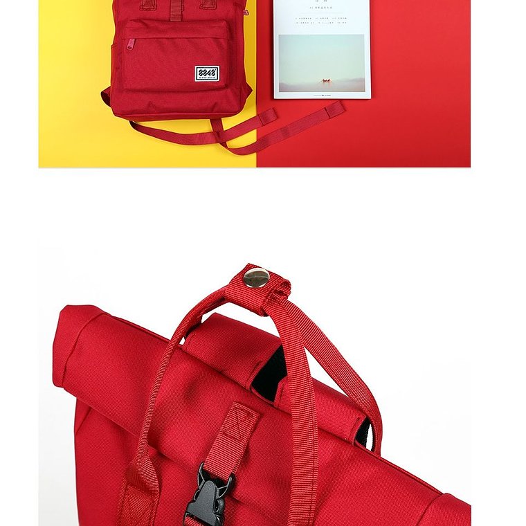 Bolso Mochila Mujer Unisex Moda Rojo 2