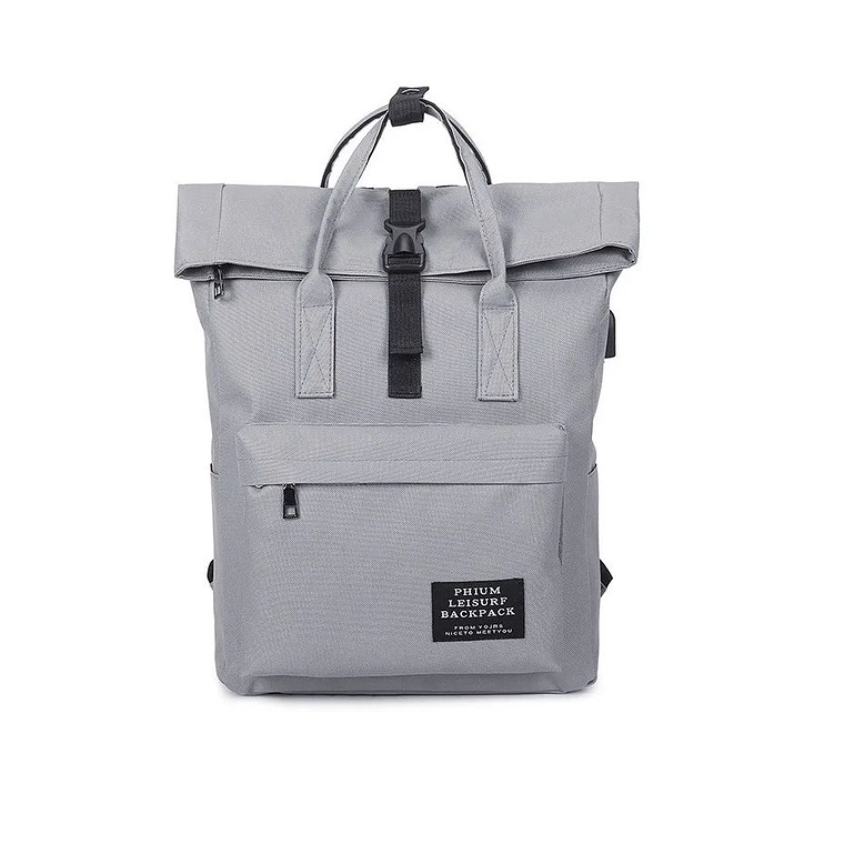 Bolso Mochila Mujer Unisex Moda Gris 1