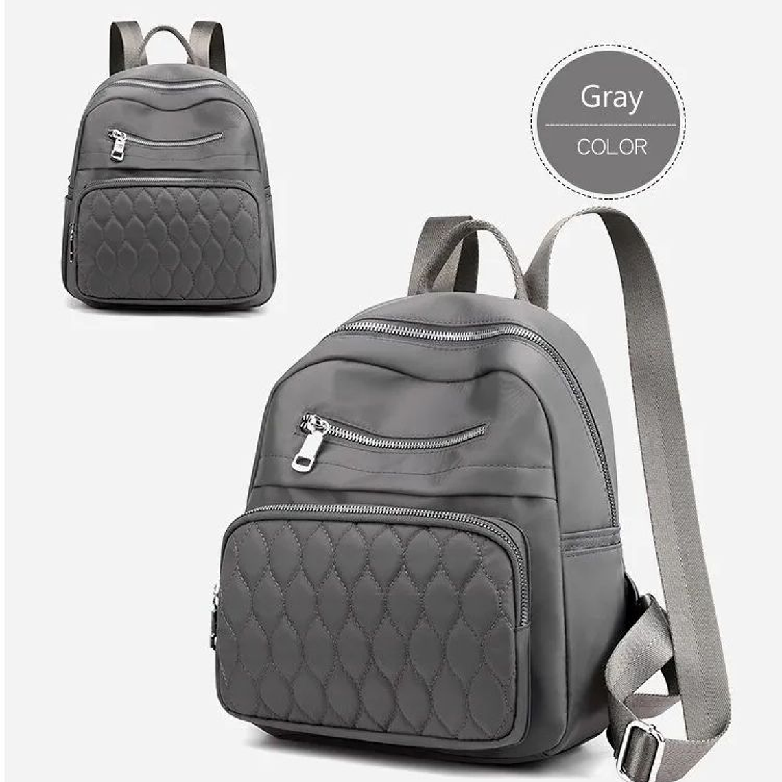Bolso Mochila Mujer Moda Moow Gris 1