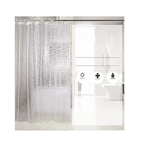 Cortina Forro De Baño Transparente Impermeable + 12 Argollas
