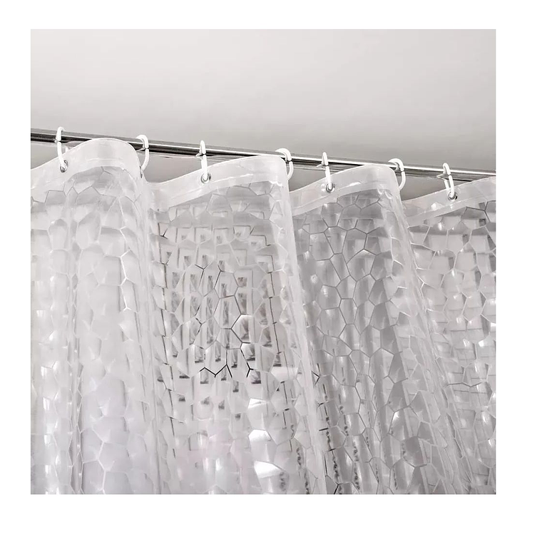 Cortina Forro De Baño Transparente Impermeable + 12 Argollas 3