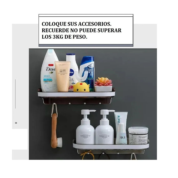 Repisa Perchero Accesorio Para Baño O Cocina Pared 30cm 3