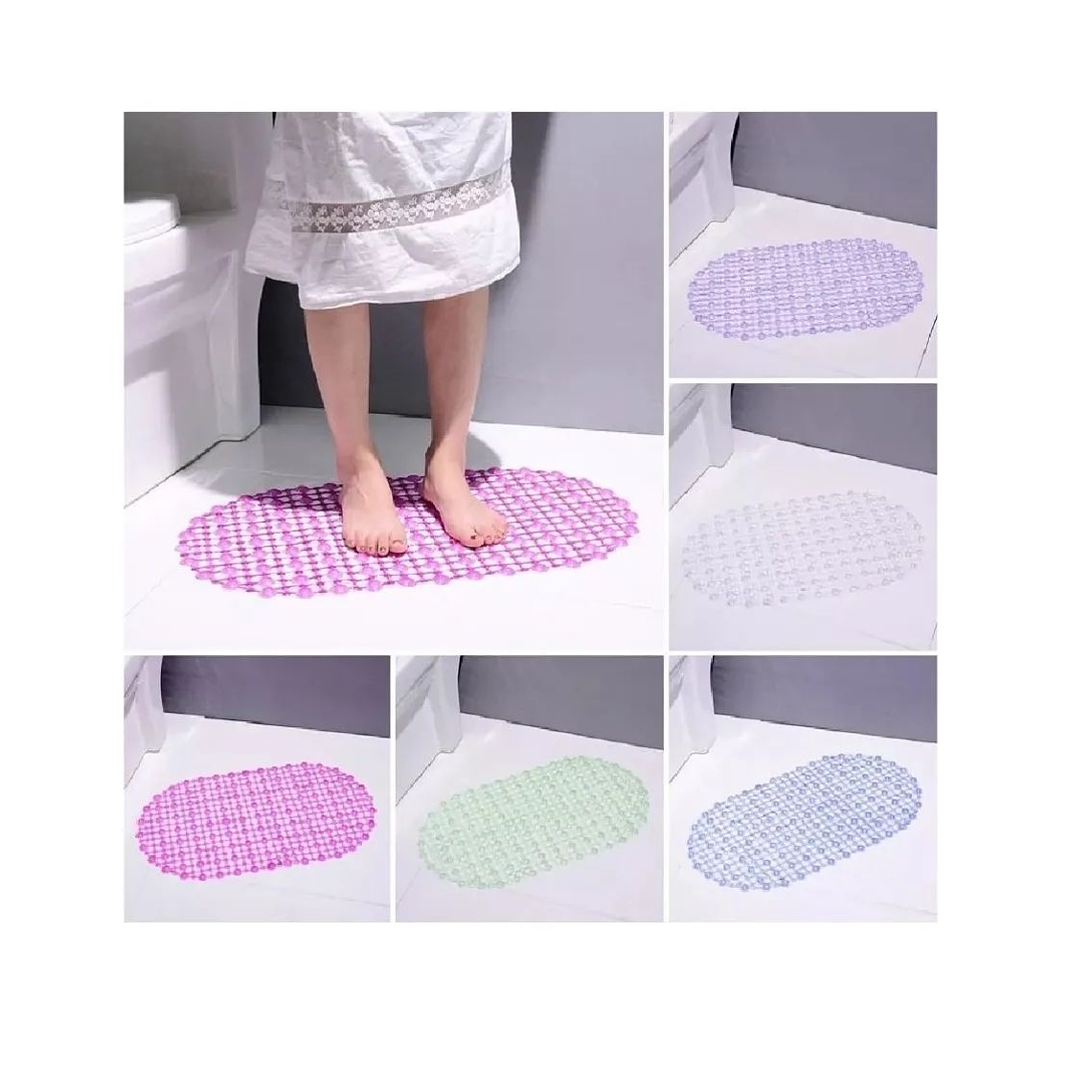 Alfombra Antideslizante Goma Piso De Ducha Tina Baño Rosa 1
