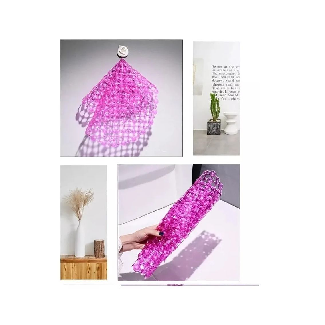 Alfombra Antideslizante Goma Piso De Ducha Tina Baño Rosa 3