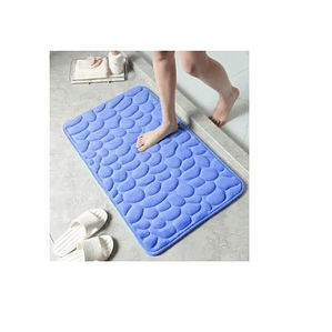 Alfombra De Baño Absorbente Suave Baño Piedras  Azul
