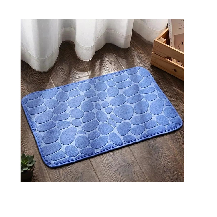 Alfombra De Baño Absorbente Suave Baño Piedras  Azul 2