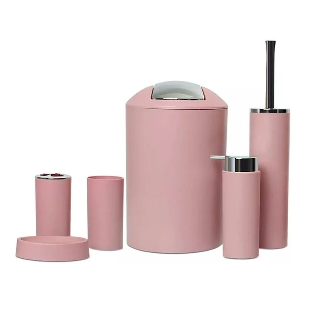 Set Juego De Baño 6 Piezas Accesorios Elegante Rosa 1