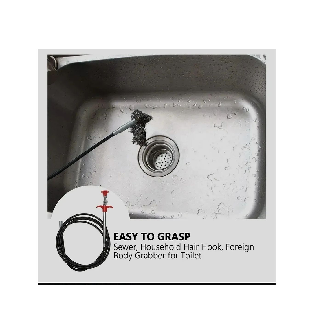 Destapa Cañería Con AgarreLimpiador Drenaje Baño Lavaplatos 6