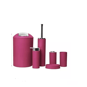 Set De Baño 6 Accesorios Organizadoras Elegante Burdeo