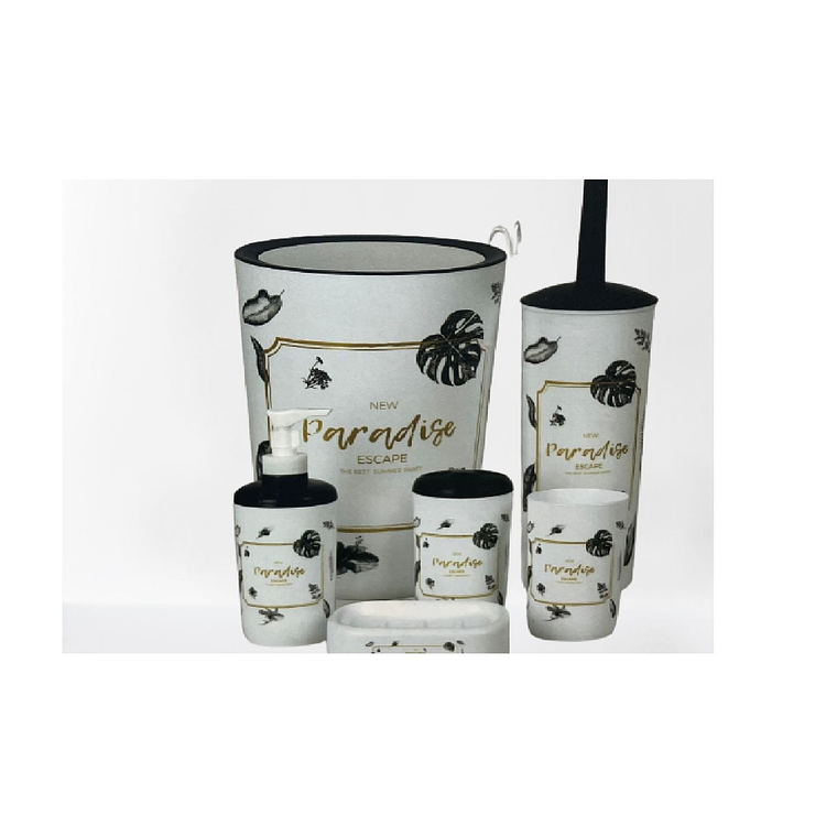 Set De Baño 6 Accesorios Organizadoras Elegante Diseño Hojas 1