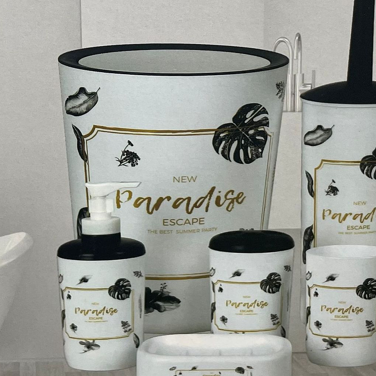 Set De Baño 6 Accesorios Organizadoras Elegante Diseño Hojas 2