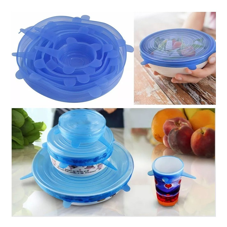 Set 5 Tapas Silicona Alimentos Frescos 3