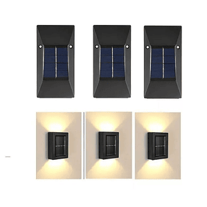 Pack 3 Luz Lámpara Pared Foco Led Solar Decoración